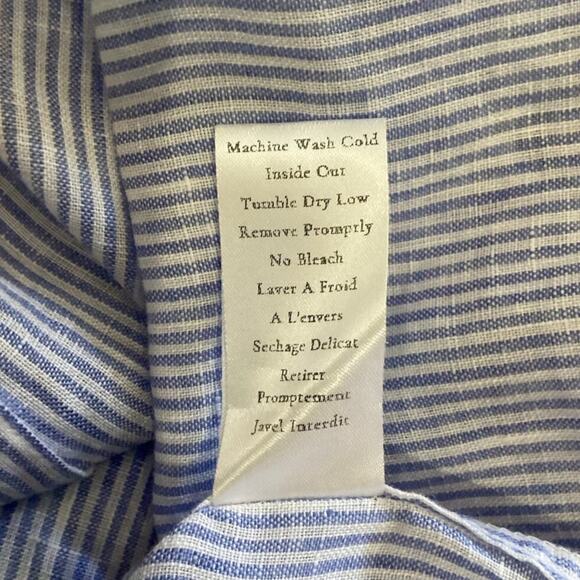 Frank & Eileen Rory Maxi Shirtdress Italian Lived In Linen Blue Striped Size XS - Picture 15 of 15